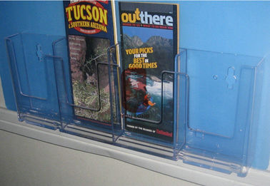 4 Pocket Acrylic Display Stands , Wall Mounted Brochure Holder