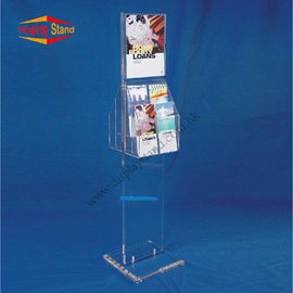 Clear Acrylic Display Stand With Sign Holder & Adjustable Literature Holder