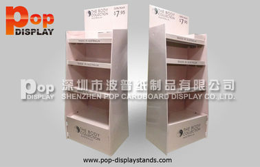 Pink Cosmetic Cardboard Display Stands ,  Floor Display Stands In Supermarket