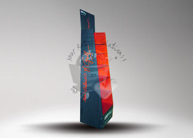 Six Racks Paper Flooring Display , Cardboard Display Stand with Clear Printing