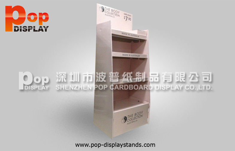 Pink Cosmetic Cardboard Display Stands ,  Floor Display Stands In Supermarket