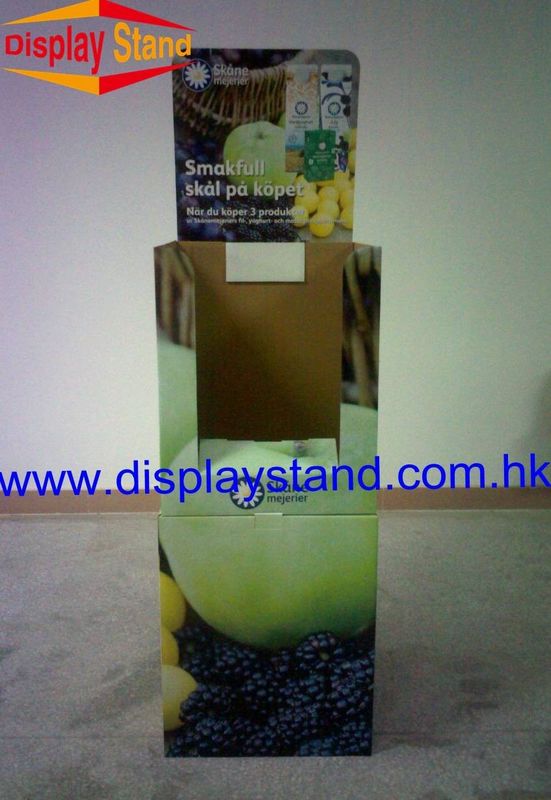 Dumpbin Exhibition Cardboard Floor Display Stand , drinks Cardboard Displays with header
