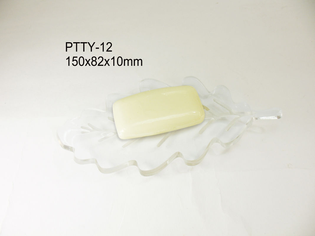 Transparent Leaf Shape Acrylic Display Stands Bar Soap Holders for Boutique Hotels
